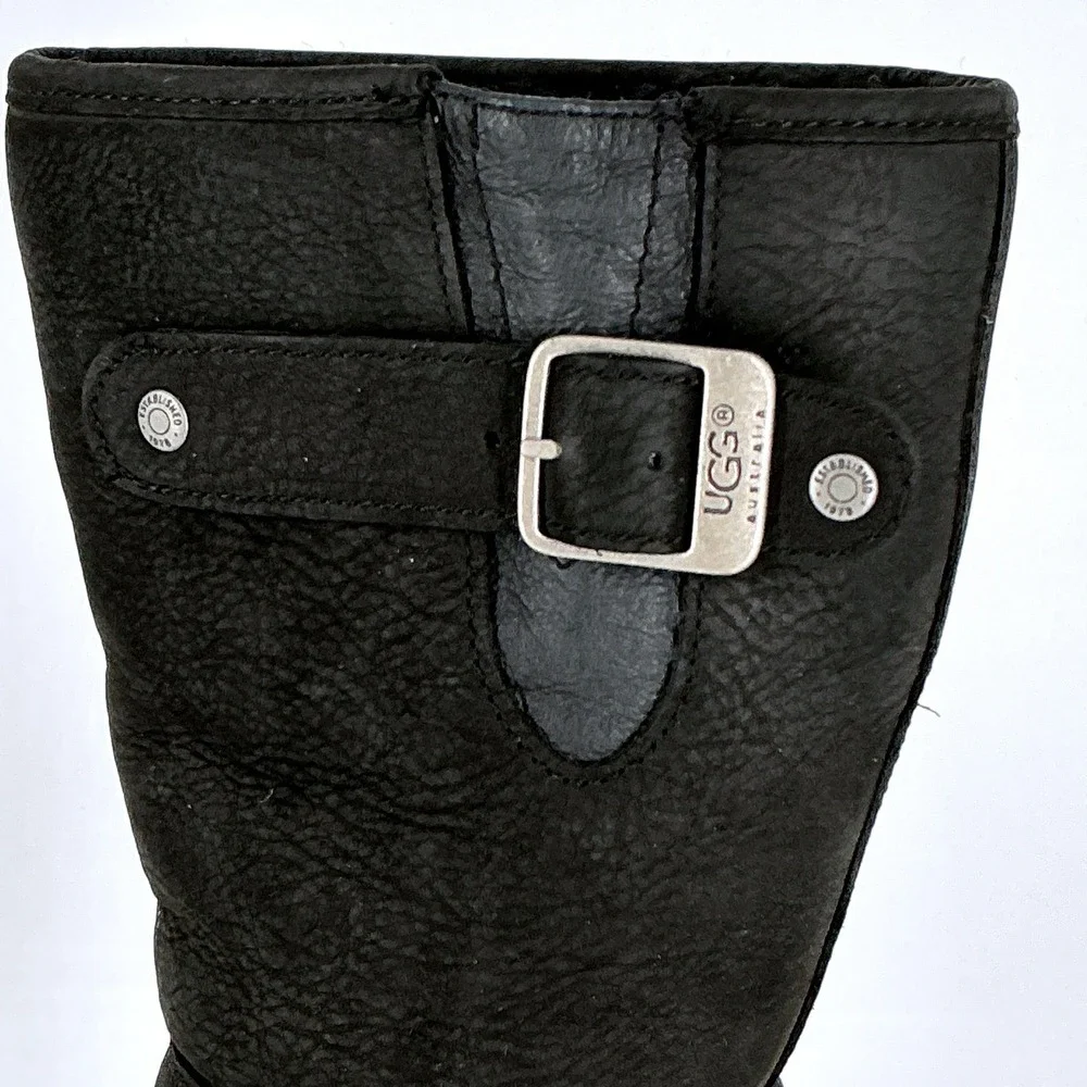 UGG‎ Australia Size 6 Black Sutter Kensington Moto Boots Water-resistant leather